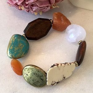 Bohemian Wood Stone Metal bracelet